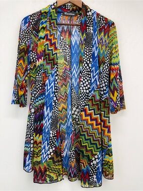 Creation size Small Women’s Multicolor Chevron 3/4 Sleeve Open Front Cardigan
